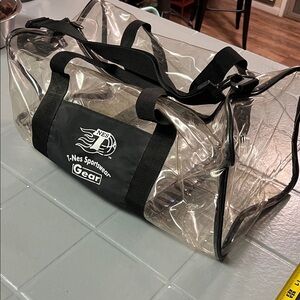 🔥SEE-THROUGH CLEAR & BLACK DUFFLE BAG WITH SHOULDER STRAP